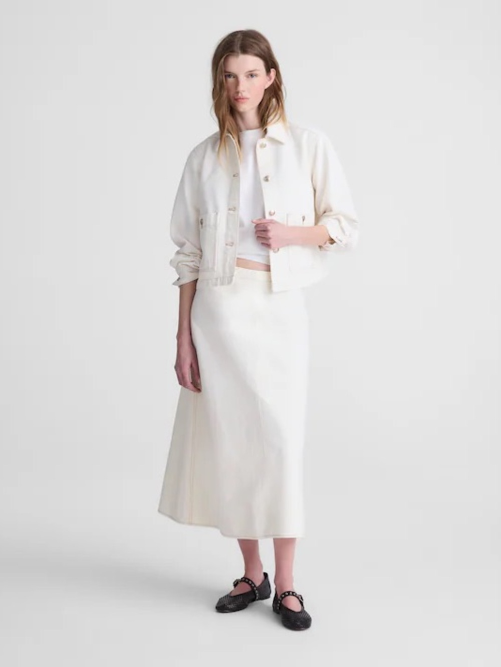 Madewell Airy Denim Slip Midi Skirt